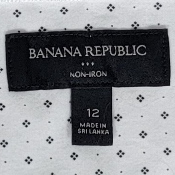 Banana Republic White Navy Dotted Long-Sleeve Tailored Button Down Shirt - 12 - Picture 6 of 7